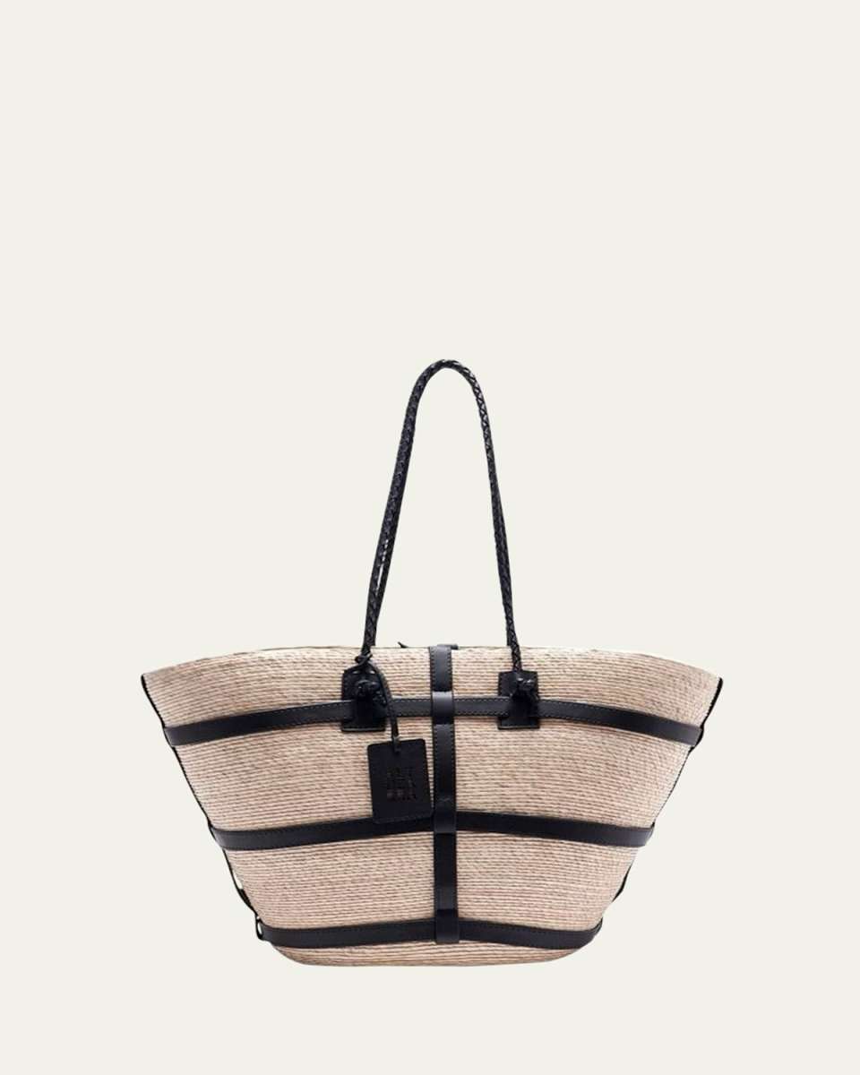 Watermill Large Straw & Leather Tote Bag
